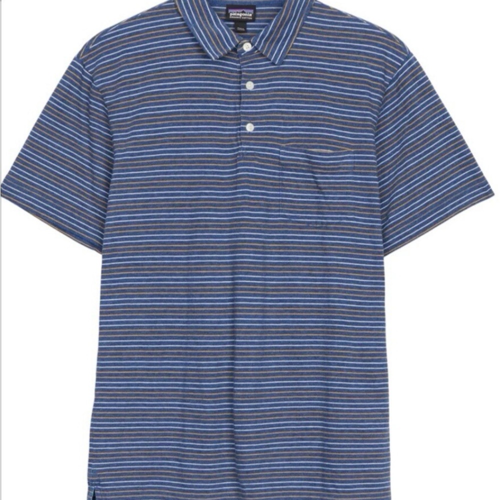 Patagonia Men's Squeaky Clean Striped Polo in Blue Size S